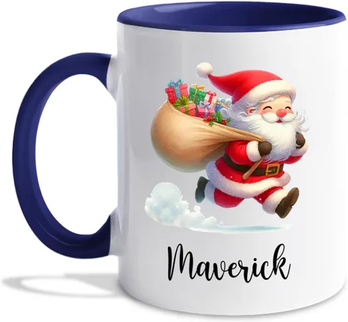 Vista 16 de Taza de café de Papá Noel con nombre personalizado – Taza de Papá Noel personalizada, 11 onzas y 15 onzas, bonita taza de cerámica blanca regalo