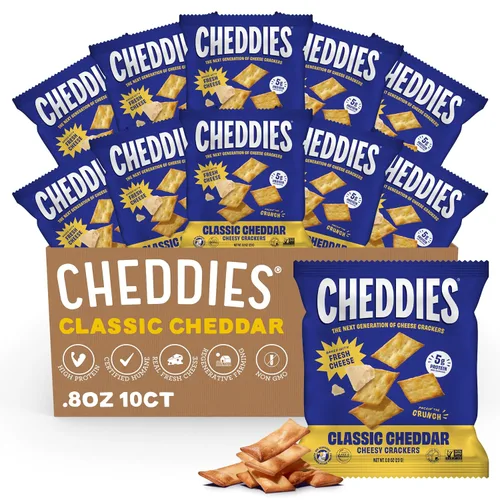 Vista 16 de Cheddies, Galletas de queso cheddar 100% naturales con proteína, queso cheddar, 4.2 onzas, 6g de proteína, bajas en carbohidratos