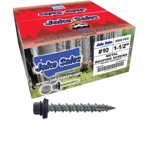 Vista 27 de 10 tornillos para techos de metal gris ABC de 1-1/2 pulgadas, cabezal de arandela hexagonal, arranque automático/roscado, arandela EPDM. 1 bolsa
