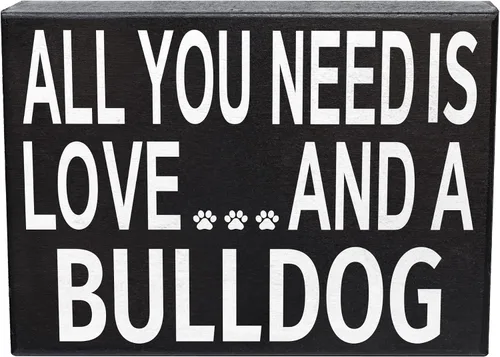Vista 8 de JennyGems Letrero de madera con texto en inglés «All You Need is Love and a Bulldog», decoración de regalo para mamá de Bulldog y colgar