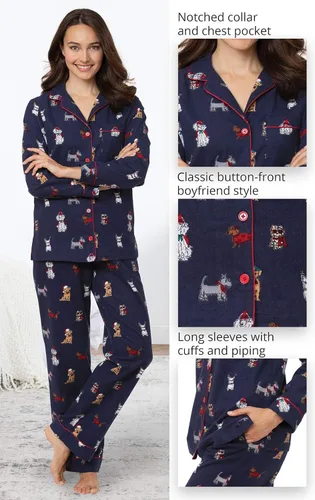 Vista 4 de PajamaGram Pijamas de franela suave, para amantes de las mascotas, para mujer