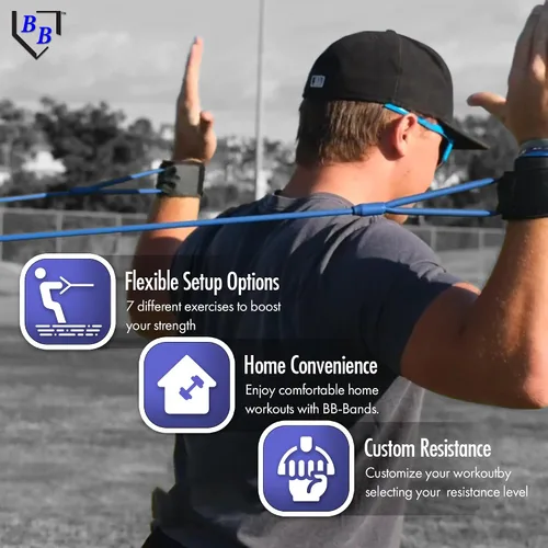 Vista 7 de BB Bands Bandas de resistencia para béisbol y sóftbol - Bandas de entrenamiento de fuerza para el brazo, equipo de acondicionamiento