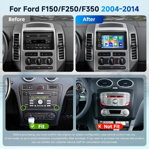 Vista 3 de 2+64G Android 13 Radio de coche estéreo para Ford F150 F250 F350 2004-2014, pantalla táctil de 7 pulgadas estéreo de coche con CarPlay inalámbrico