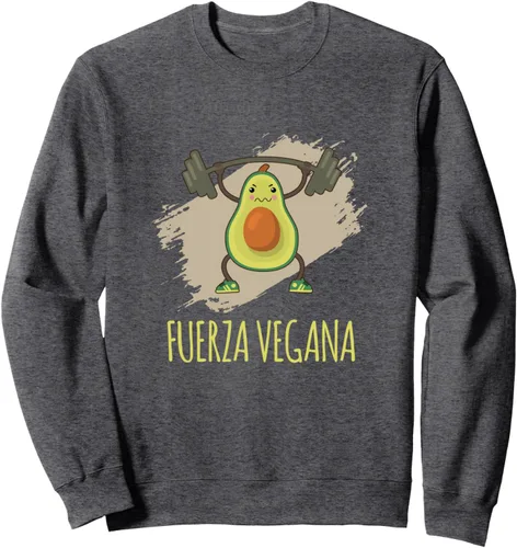 Vista 4 de Vegan Fuerza Vegana Funny Saying Vegan Sweatshirt