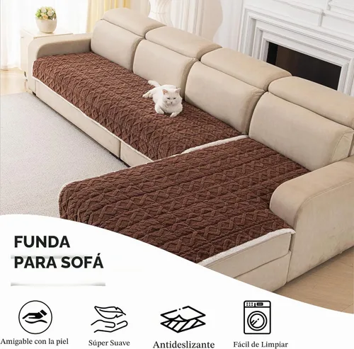 Vista 2 de Funda de sofá modular de felpa para mascotas, 2 fundas de sofá en forma de L para gatos y perros, funda lavable para sofá, protector de muebles