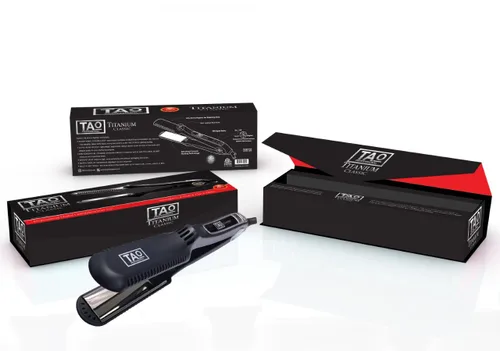 Vista 2 de TAO Pro - Plancha de pelo con placa de nano titanio - Plancha de peinado con controles digitales - Doble voltaje - Generador de iones integrado