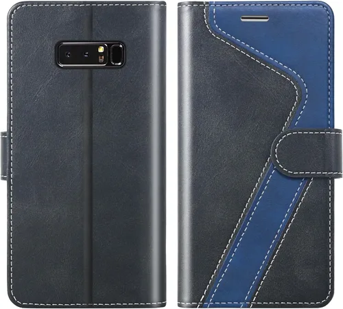 Vista 29 de Funda tipo cartera para Samsung Galaxy Note 8, funda de piel con bloqueo RFID, soporte magnético con tapa abatible, a prueba de golpes, compatible