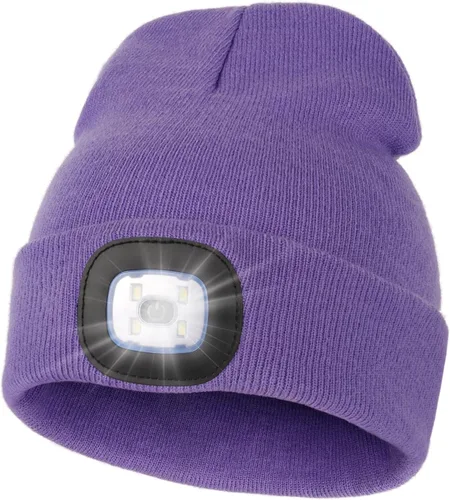Vista 41 de MELASA Gorro unisex con luz, recargable por USB, manos libres, gorro LED, regalos de invierno para hombres Tinte amarillo albaricoque