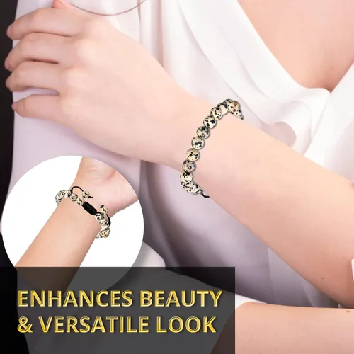 Vista 96 de Adjustable Crystal Bracelet – Gemstone Bead Bracelet with Adjustable Macrame String – Chic Gemstone Bracelet for Men and Women – 8mm Round Healing
