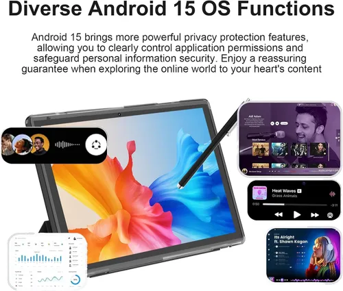 Vista 4 de Tableta de 10 pulgadas con estuche Stylus, tabletas Android 15 8 GB RAM 32 GB ROM compatible con 1 TB expandir, tableta de 10.1 pulgadas, incluye