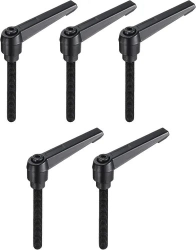 Vista 13 de uxcell 5 piezas de manija de palanca de sujeción ajustable M5 x 1.969 in de óxido negro métrico de acero al carbono macho roscado perillas de mano