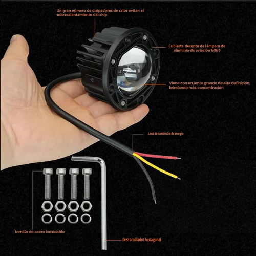 Vista 3 de Luces LED de cápsula redonda amarilla/blanca de montaje empotrado, 2 piezas de 7.6 cm, 30 W, luces de marcha atrás, reversa, delanteras