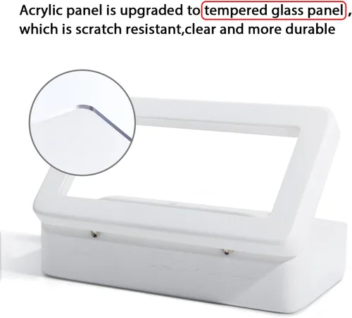 Vista 7 de Caja de anillos para ceremonia de boda, soporte de madera blanca con doble corazón para boda y compromiso (rectángulo blanco)