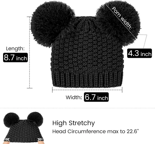 Vista 2 de Simplicity Gorro de punto trenzado para mujer con pompón para esquí snowboard