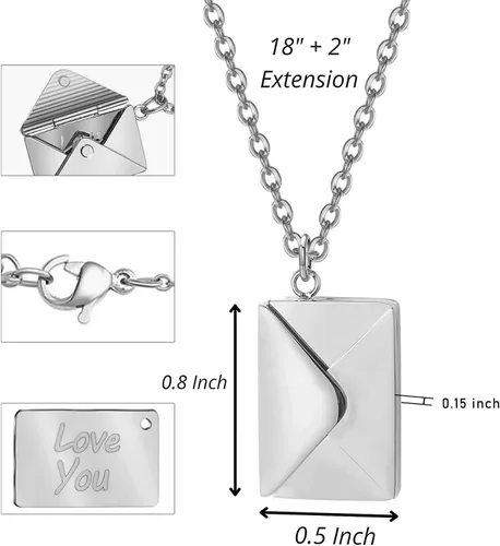 Vista 4 de YINYIFANS Collar con medallón de sobre personalizado, collares personalizados para mujeres que contienen imágenes, regalo para mamá, esposa, niña