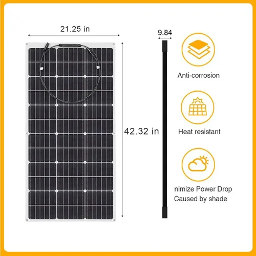 Vista 2 de XINPUGUANG Kit de sistema de panel solar de 12 V 200 W, panel solar flexible de 100 W, cargador de batería monocristalino con cable de extensión