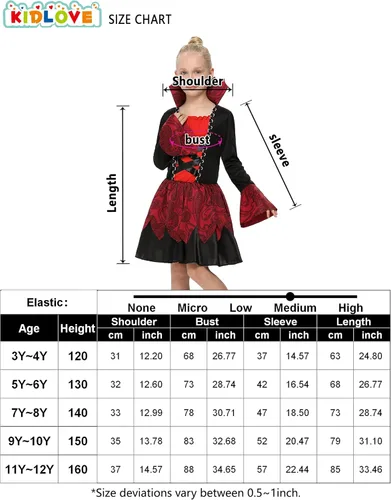 Vista 7 de KOJOOIN Vampire Costumes Set for Girls Halloween Dress Up Party Carnival Cosplay Vampire-Themed Party Role-Playing
