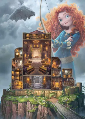 Vista 2 de Ravensburger Disney Castle Collection: rompecabezas de 1000 piezas Mérida para adultos Tecnología única Softclick Imágenes vibrantes y sin