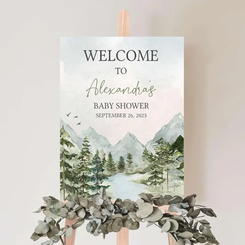 Vista 10 de Señal de bienvenida de animales para baby shower, letrero de baby shower de rey león)*
