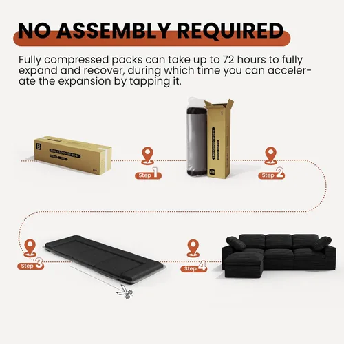 Vista 7 de KKL Sofá modular de 150 pulgadas, sofá modular en forma de U con otomana, sofá de pana sin hueso para sala de estar y dormitorio, sofá modular Negro