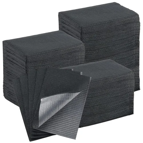 Vista 29 de JMU Baberos dentales negros, baberos dentales desechables de 3 capas, baberos para tatuajes impermeables para clínica dental, tienda de tatuajes