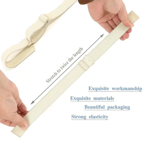 Vista 5 de Correas ajustables para pelucas y hacer pelucas, bandas elásticas ajustables (beige, 1 pulgada x 10 unidades)
