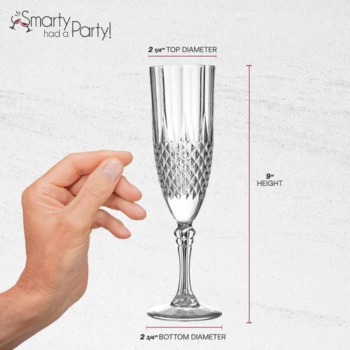 Vista 2 de Smarty Had A Party Copas de champán de plástico de corte de cristal, paquete de 48 desechables