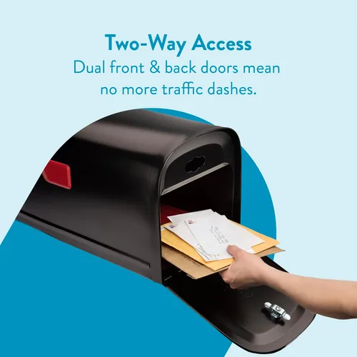 Vista 9 de Architectural Mailboxes 6300B-10 Oasis 360 Buzón de paquete con bloqueo, extragrande, negro, 6300B-10 Galvanized steel build with a secure steel