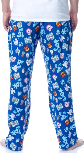 Vista 5 de Nickelodeon - Pantalones de pijama para dormir con estampado de iconos azules para hombre, Azul Patchwork