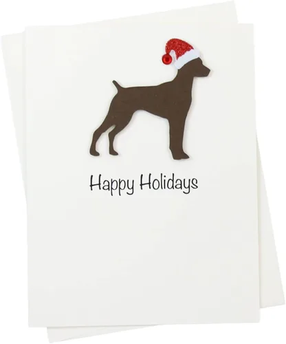 Vista 20 de Black Doodle Bernedoodle - Tarjetas de Navidad (10 unidades), hechas a mano, base blanca, perro con sombrero de Papá Noel Negro