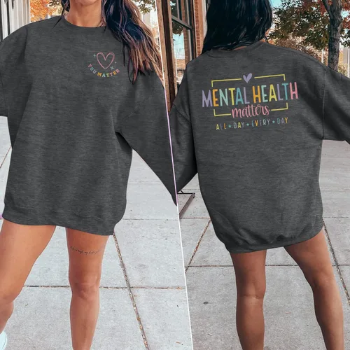 Vista 3 de VILOVE Sudadera de salud mental para mujer Dear Person Behind Me Pullover Casual Inspiration Be Kind Blusa Tops