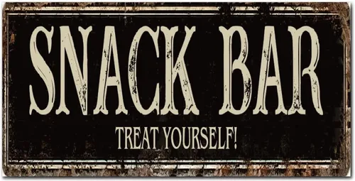 Vista 22 de Madcolitote Letrero de calle personalizado SNACK BAR con texto en inglés «Snack Bar» de madera para decorar la pared de la sala de estar, arte