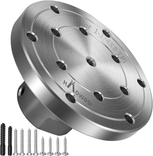 Vista 12 de Placa frontal de torno de madera de acero de 4 pulgadas, placa frontal para torno de madera, placa frontal de torno apta para husillo de 1 pulgada x
