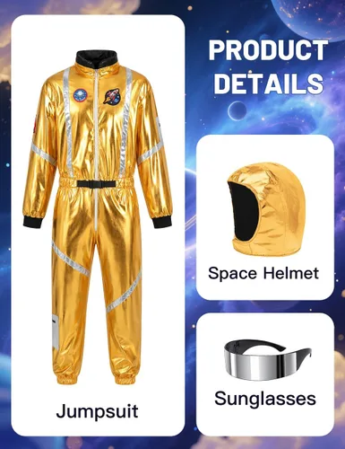 Vista 2 de Disfraz de astronauta para adultos, traje espacial para hombres