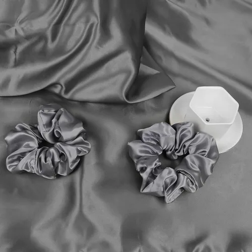 Vista 7 de AUAUY Paquete de 2 fundas de almohada de seda satinada de 19.7 x 29.5 Gris Oscuro