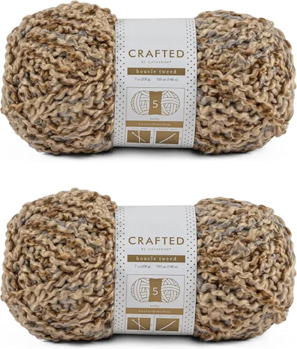 Vista 9 de Crafted By Catherine Boucle - Ovillo de tweed – Paquete de 2 (153 yardas cada madeja), gris, calibre 5 voluminoso