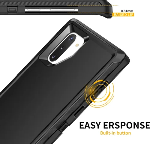 Vista 3 de Funda para Galaxy Note 10 Plus, a prueba de golpes, a prueba de caídas, a prueba de polvo, protección de cuerpo completo de 3 capas, funda rígida