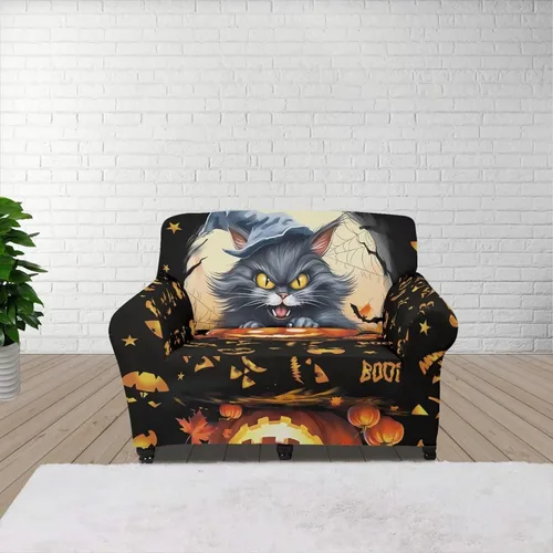 Vista 34 de Funda de sofá con diseño de árbol de bandera estadounidense para sofás y sofás, decoración navideña, funda antideslizante para sofá de 1 cojín