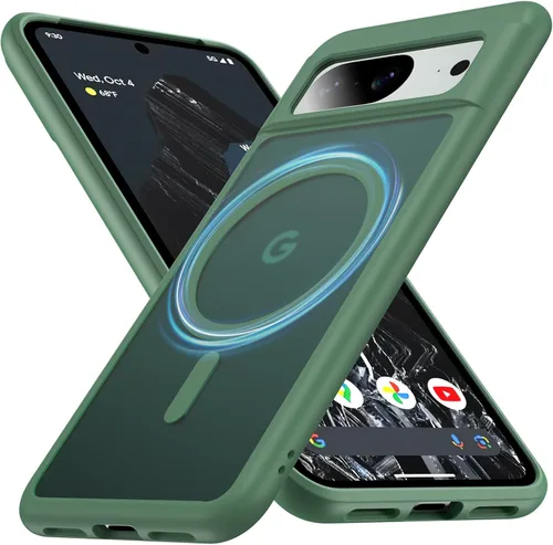 Vista 16 de Funda para Google Pixel 8 Pro con MagSafe [Soporte Ajustable][Carga Mientras Está de Pie][Militar a Prueba de Golpes] Parachoques de Silicona Suave