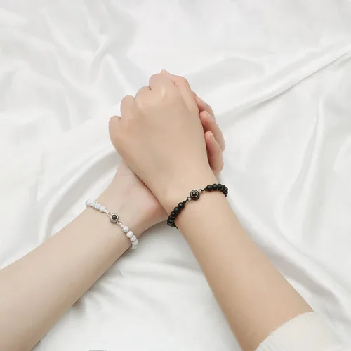 Vista 3 de Pulsera con texto en inglés "I Love You" para parejas, regalos para mi hombre, novio, novia, marido, esposa, mi amor, prometida, para el día de San
