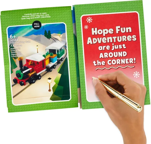 Vista 8 de Hallmark Tarjeta de Navidad Lego para niños (kit de construcción de tren de juguete)