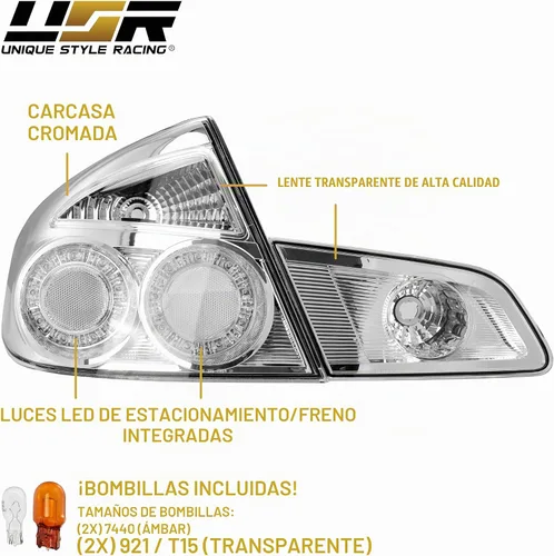 Vista 7 de USR 03-06 VQ Sedan Luz Trasera – Juego de Lámparas Traseras (Izquierda + Derecha) Par - Compatible con 2003-2004 Infiniti G35 4 Puertas Pre-Facelift