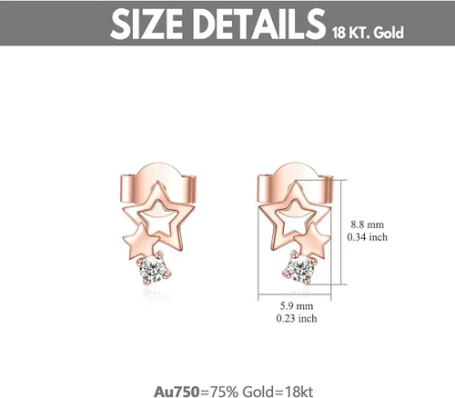 Vista 5 de Juego de collar de luna de oro rosa de 18 quilates y aretes de estrella para mujer regalos de amor para ella