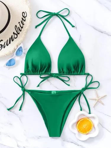 Vista 53 de Rajputana Conjunto de bikini para mujer, traje de baño brasileño de dos piezas con tanga