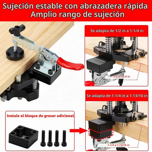 Vista 6 de GOINGMAKE Plantilla de Bisagra Oculta de 3 Ejes Ultra con Guía Extra de Agujero para Tornillo de Bisagra y Abrazadera Rápida, Plantilla de Bisagra