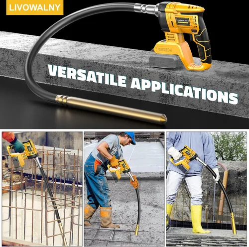 Vista 6 de LIVOWALNY Herramienta vibradora de hormigón de mano compatible con batería Dewalt de 20 V (solo herramienta), vibrador eléctrico inalámbrico