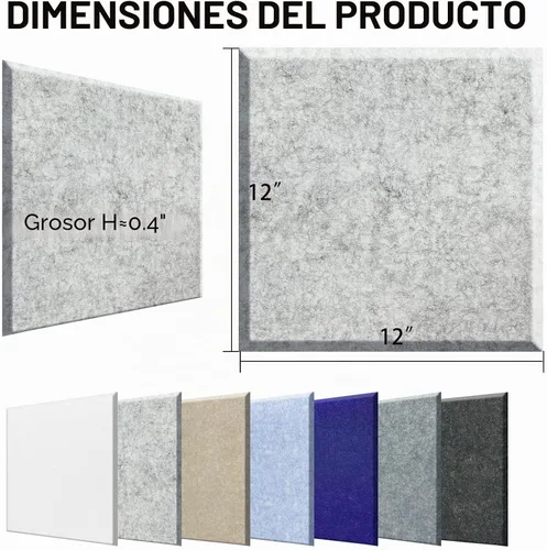 Vista 2 de SHJADE Paquete de 12 paneles acústicos autoadhesivos, 12 x 12 x 0.4 pulgadas, acolchado cuadrado de alta densidad a prueba de sonido, aislamiento a