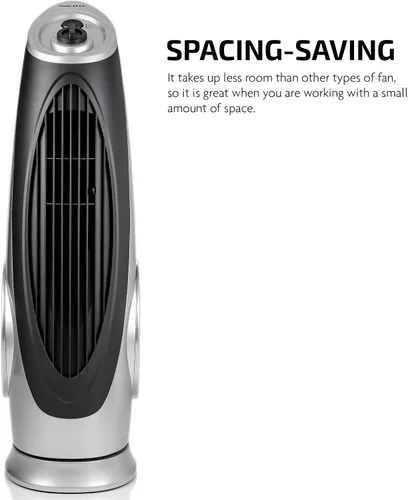 Vista 6 de Ovente Ventilador eléctrico portátil de torre oscilante de 90° de 30.4 pulgadas con 3 velocidades controladas por perilla analógica manual