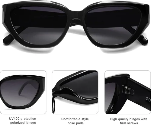 Vista 40 de SOJOS Gafas de sol polarizadas de ojo de gato lindo de moda para mujer Cateye SJ2237