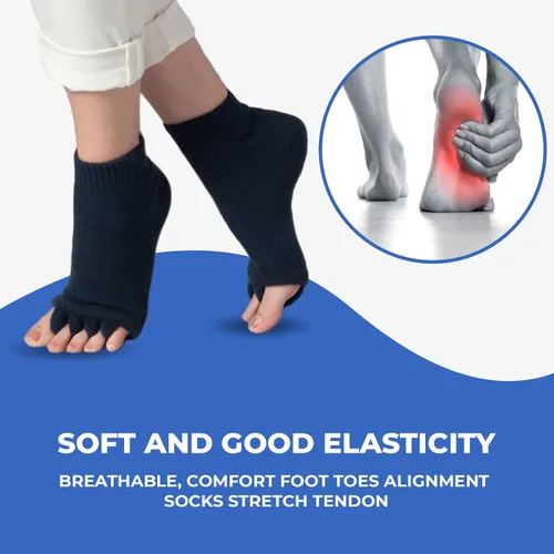 Vista 5 de Happy Feet Toe Separator Alignment Socks - Comfortable Toe Separator Socks Massage Sock – Prevent Foot Cramp and hammertoes